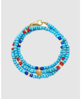 Nialaya Jewellery - Men's Mykonos Collection   Multi Stone Bead Bracelet - Jewellery (Turquoise and gold) Men's Mykonos Collection - Multi Stone Bead Bracelet