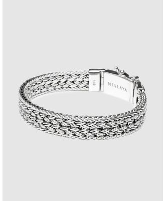 Nialaya Jewellery - Men's Silver Braided Chain Bracelet - Jewellery (Silver) Men's Silver Braided Chain Bracelet