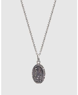 Nialaya Jewellery - Men's Silver Necklace with Lady Of Fatima Amulet - Jewellery (Silver) Men's Silver Necklace with Lady Of Fatima Amulet