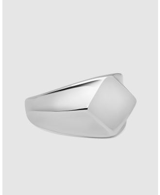 Nialaya Jewellery - Men's Squared Stainless Steel Ring - Jewellery (silver) Men's Squared Stainless Steel Ring