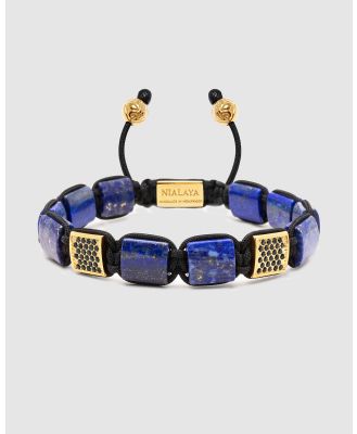 Nialaya Jewellery - The CZ Flatbead Collection   Blue Lapis and Black CZ - Jewellery (blue) The CZ Flatbead Collection - Blue Lapis and Black CZ