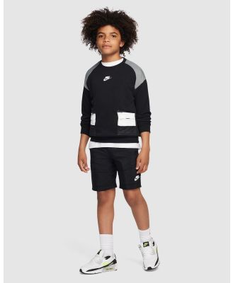 Nike - Cargo Shorts   Kids - Shorts (Black & White) Cargo Shorts - Kids