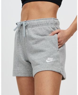 Nike - Sportswear Club Fleece Mid Rise Shorts - Shorts (Dark Grey Heather & White) Sportswear Club Fleece Mid-Rise Shorts