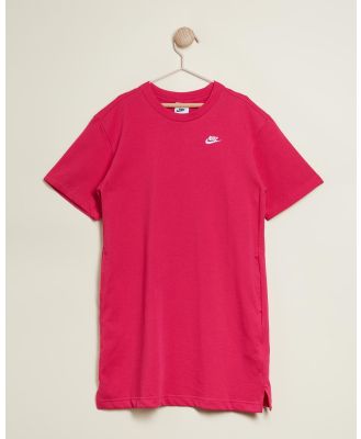 Nike - Sportswear T Shirt Dress   Teens - Printed Dresses (Fireberry & White) Sportswear T-Shirt Dress - Teens