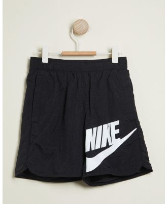 Nike - Sportswear Woven Shorts   Teens - Shorts (Black & White) Sportswear Woven Shorts - Teens