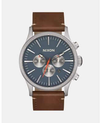 Nixon - Sentry Chrono Leather Watch - Watches (Lt Gunmetal & Basalt & Sienna) Sentry Chrono Leather Watch
