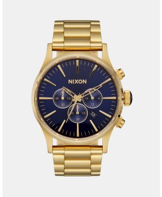 Nixon - Sentry Chrono Watch - Watches (Gold & Blue Sunray) Sentry Chrono Watch