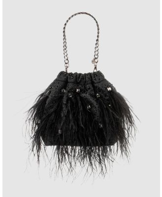 Olga Berg - Livvy Feather Pouch - Clutches (Black) Livvy Feather Pouch