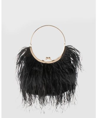 Olga Berg - Penny Feathered Frame Bag - Clutches (Black) Penny Feathered Frame Bag