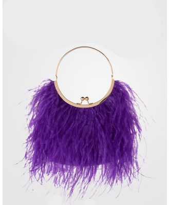 Olga Berg - Penny Feathered Frame Bag - Clutches (Purple) Penny Feathered Frame Bag