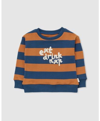 Olive & The Captain - Eat, Drink, Nap Stripe Sweater   Babies Teens - Sweats (Rugby Stripe) Eat, Drink, Nap Stripe Sweater - Babies-Teens