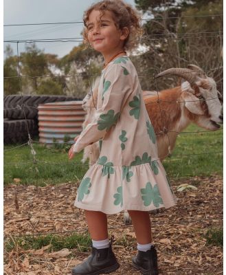 Olive & The Captain - Lucky Clover Parker Long Sleeve Dress   Babies Teens - Printed Dresses (Taupe) Lucky Clover Parker Long Sleeve Dress - Babies-Teens