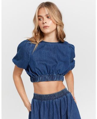 ONLY - Camilla Cropped Denim Blouse - Shirts & Polos (Blue) Camilla Cropped Denim Blouse