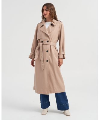 ONLY - Chloe Trench Coat Double Breasted - Trench Coats (Brown) Chloe Trench Coat Double Breasted