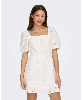 ONLY - Sheila Short Embroidered Dress - Dresses (White) Sheila Short Embroidered Dress