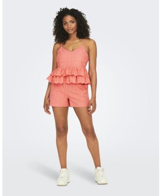 ONLY - Sherry Embroidered Shorts - High-Waisted (Orange) Sherry Embroidered Shorts