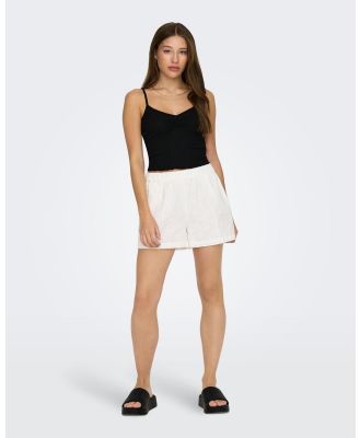 ONLY - Sherry Embroidered Shorts - High-Waisted (White) Sherry Embroidered Shorts