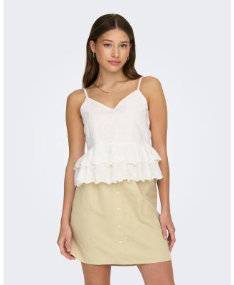 ONLY - Sherry Strap Embroidered Top - Tops (White) Sherry Strap Embroidered Top