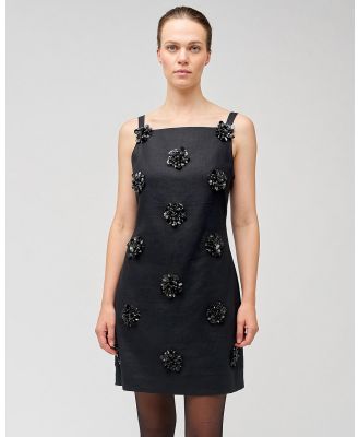Oroton - Flower Sequin Shift Dress - Dresses (Black) Flower Sequin Shift Dress