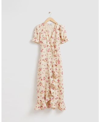 & Other Stories - Linen Midi Wrap Dress - Printed Dresses (Pink Adler AOP) Linen Midi Wrap Dress