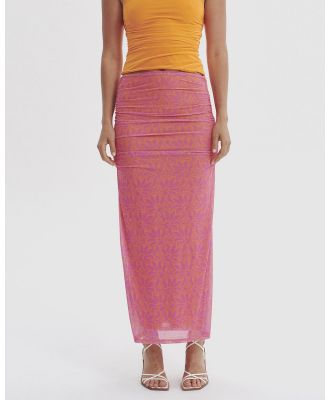 Ownley - Desire Mesh Skirt - Skirts (Pink Palm) Desire Mesh Skirt