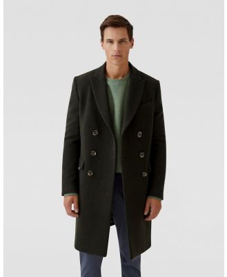Oxford - Atticus Wool Rich Twill Coat - Coats & Jackets (Green Dark) Atticus Wool Rich Twill Coat
