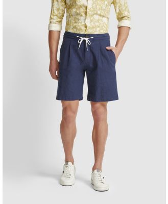 Oxford - Barney Linen Blend Shorts - Chino Shorts (Blue Dark) Barney Linen Blend Shorts