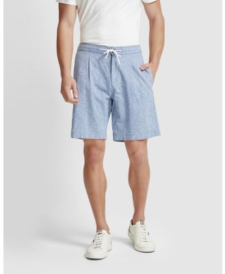 Oxford - Barney Linen Blend Shorts - Chino Shorts (Blue Medium) Barney Linen Blend Shorts
