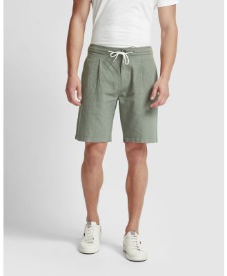 Oxford - Barney Linen Blend Shorts - Chino Shorts (Green Medium) Barney Linen Blend Shorts
