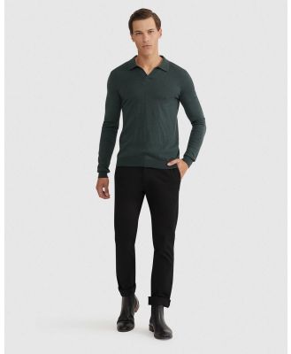 Oxford - Blair V Neck Polo Sweater - Jumpers & Cardigans (Green Dark) Blair V-Neck Polo Sweater