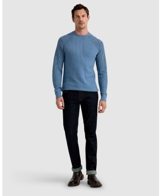 Oxford - Bruno Cotton Crew Neck Pullover - Jumpers & Cardigans (Blue Medium) Bruno Cotton Crew Neck Pullover