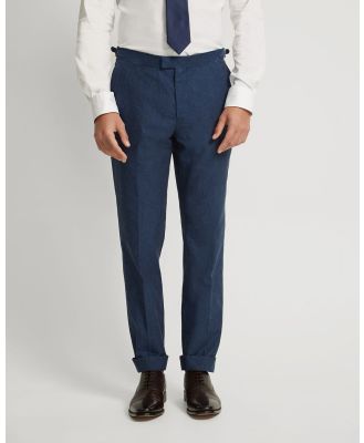 Oxford - Byron Linen Blend Cuffed Trousers - Slim (Blue Dark) Byron Linen Blend Cuffed Trousers