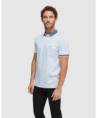 Oxford - Cam Contrast Collar Pique Polo - Shirts & Polos (Blue Light) Cam Contrast Collar Pique Polo