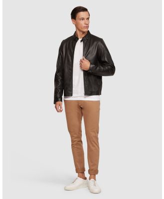 Oxford - Carlo Leather Jacket - Coats & Jackets (Black) Carlo Leather Jacket