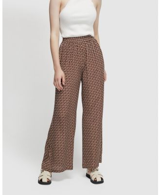 Oxford - Chantel Zigzag Wide Leg Pants - Wide Crop Jeans (Brown Print) Chantel Zigzag Wide Leg Pants