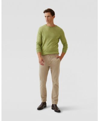 Oxford - Crew Neck Merino Wool Knit - Jumpers & Cardigans (Green Light) Crew Neck Merino Wool Knit