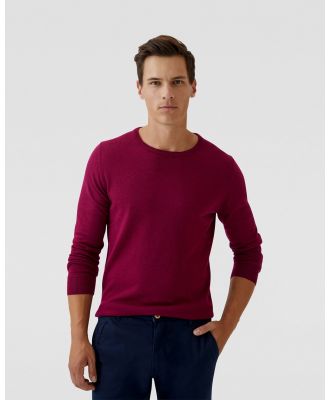 Oxford - Crew Neck Merino Wool Knit - Jumpers & Cardigans (Purple Dark) Crew Neck Merino Wool Knit