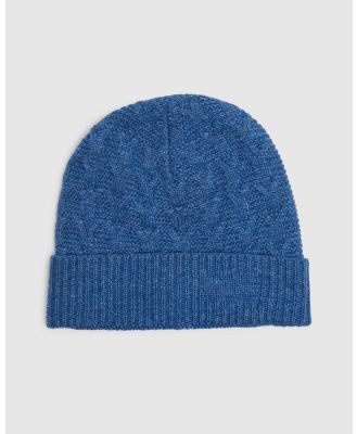 Oxford - Eric Cable Knit Beanie - Headwear (Blue Medium) Eric Cable Knit Beanie