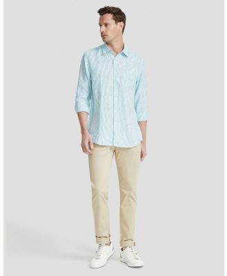 Oxford - Holloway Pure Linen Stripe Shirt - Casual shirts (Green Stripe) Holloway Pure Linen Stripe Shirt