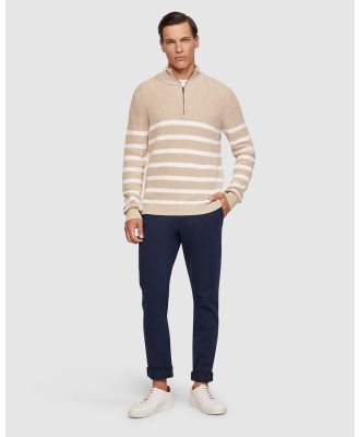 Oxford - Jack Knitted Stripe Zip Up Sweater - Jumpers & Cardigans (Brown Light) Jack Knitted Stripe Zip Up Sweater