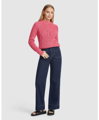Oxford - Jesse Donegal Cable Knit Top - Jumpers & Cardigans (Pink Medium) Jesse Donegal Cable Knit Top