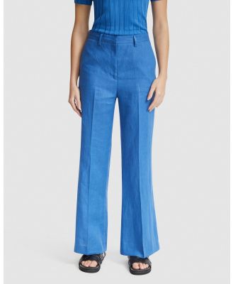 Oxford - Lauren Linen Wide Leg Pants - Wide Crop Jeans (Blue Medium) Lauren Linen Wide Leg Pants