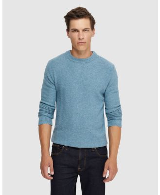 Oxford - Leon Crew Neck Wool Rich Knit - Jumpers & Cardigans (Blue Light) Leon Crew Neck Wool Rich Knit