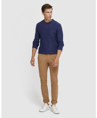 Oxford - Leon Crew Neck Wool Rich Knit - Jumpers & Cardigans (Blue Medium) Leon Crew Neck Wool Rich Knit