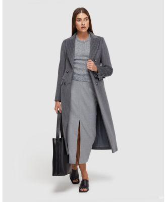 Oxford - Lilian Pinstripe Wool Rich Overcoat - Coats & Jackets (Grey Stripe) Lilian Pinstripe Wool Rich Overcoat