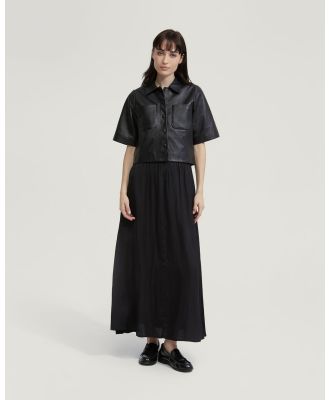 Oxford - Lola Nappa Leather Short Sleeve Shirt - Coats & Jackets (Black) Lola Nappa Leather Short Sleeve Shirt