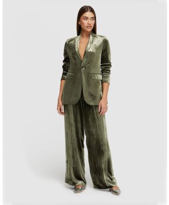 Oxford - Lola Silky Velvet Jacket - Blazers (Green Medium) Lola Silky Velvet Jacket