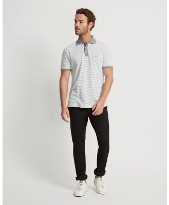 Oxford - Mack Striped Organic Cotton Polo - Shirts & Polos (Grey Stripe) Mack Striped Organic Cotton Polo