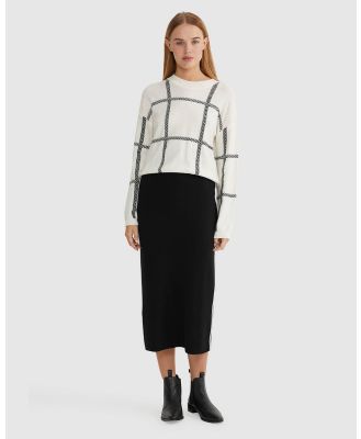Oxford - Peggy Graphic Crew Neck Knit Top - Jumpers & Cardigans (White) Peggy Graphic Crew Neck Knit Top