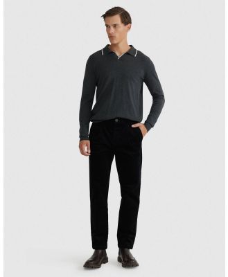 Oxford - Reiss Tipping Collar Long Sleeve Knit Polo - Shirts & Polos (Grey Dark) Reiss Tipping Collar Long Sleeve Knit Polo